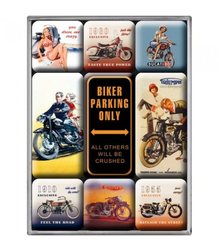 Набор из 9 магнитов Nostalgic Art "Biker Parking Only" (83018)